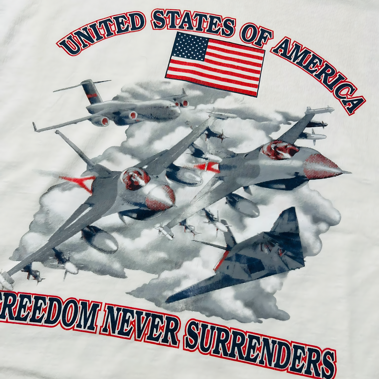 USA Freedom Never Surrenders Vintage Graphic T