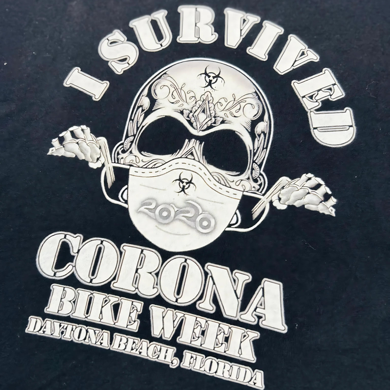 I Survived Corona Bike Week 2020 Vintage Graphic T