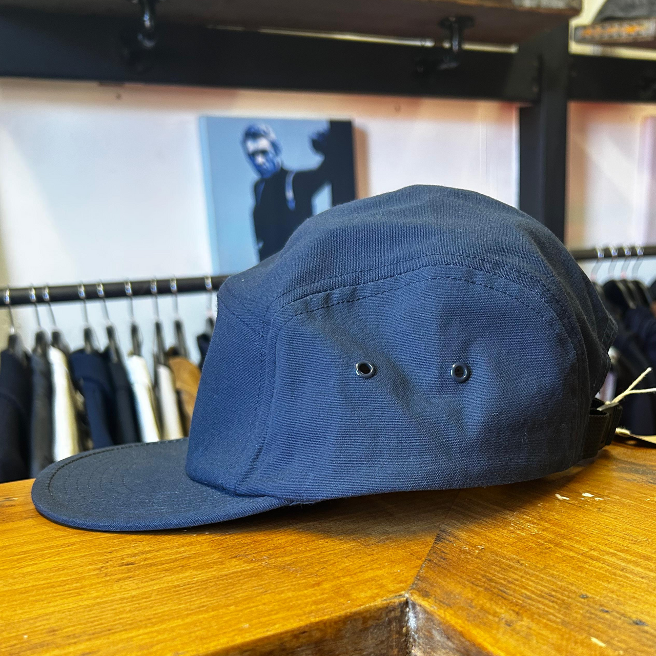 Indie White 5 Panel Embroidered Cap Navy