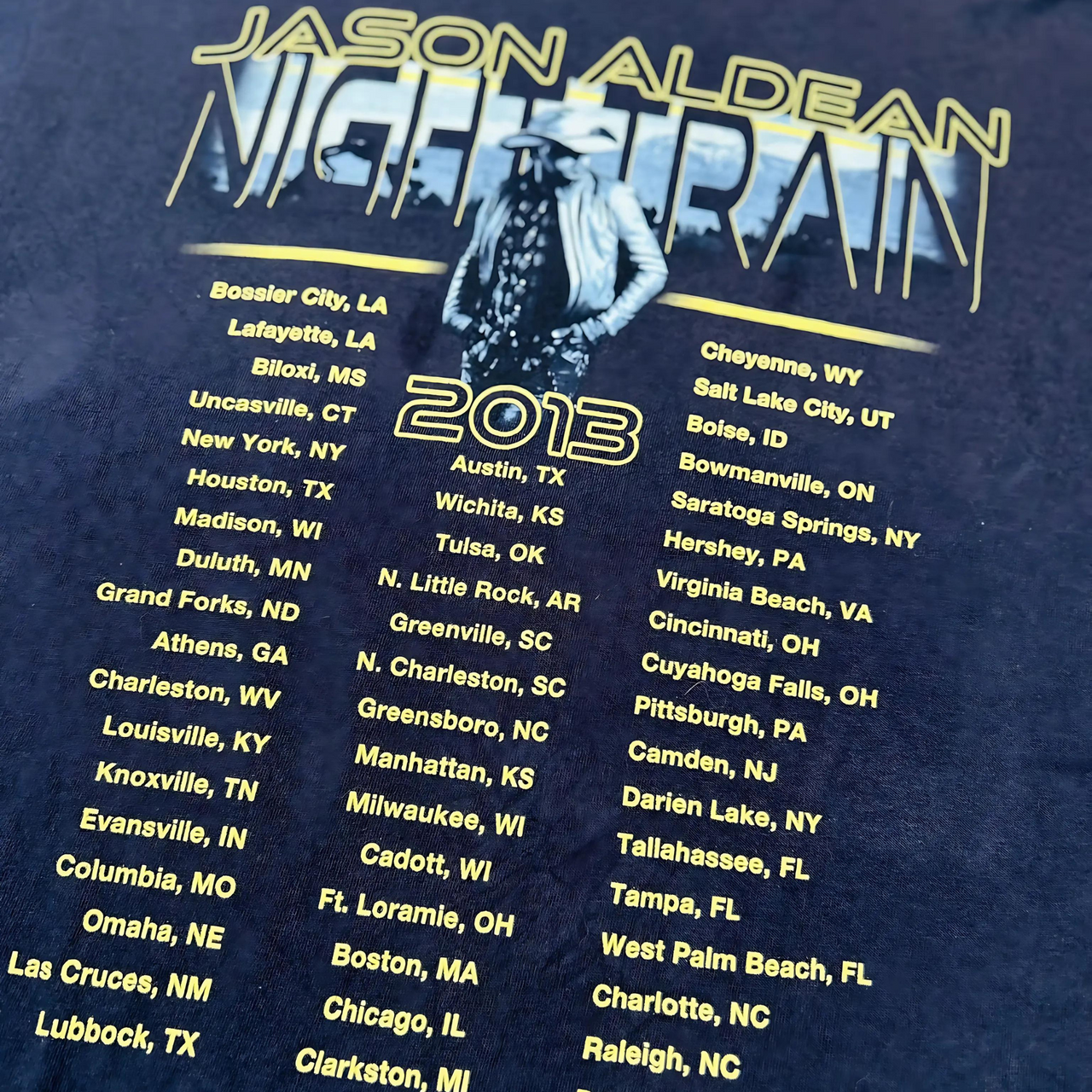 Jason Aldean Night Train 2013 Tour Vintage Graphic T