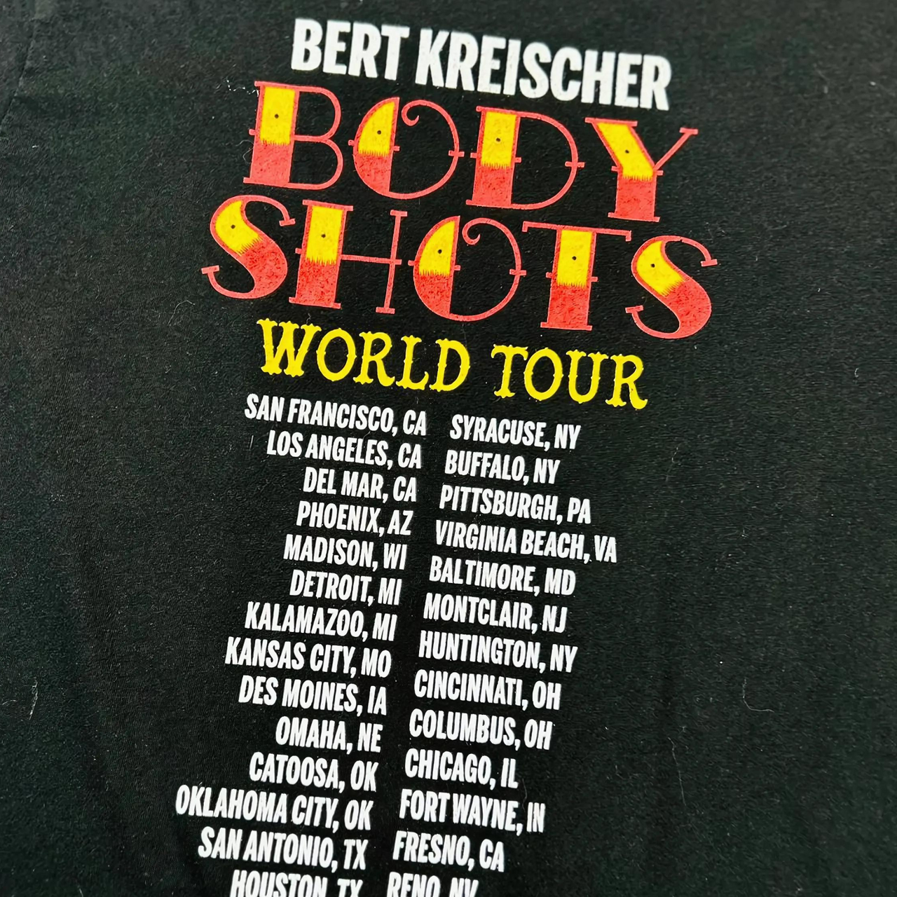 Bert Kreischer Body Shots Tour Vintage Graphic T